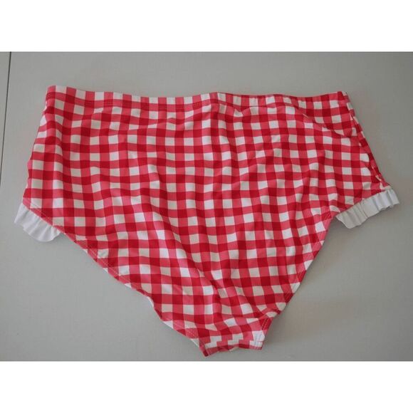Coral Reef Women's retro red & white gingham ruffle swim bottom XXL (18/20) - Picture 3 of 6